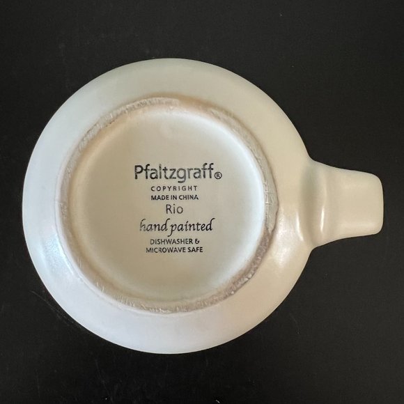 Set of 2 Pfaltzgraff Hand Painted RIO Stoneware Mug with Stripes in Hues of Blue - Picture 9 of 10